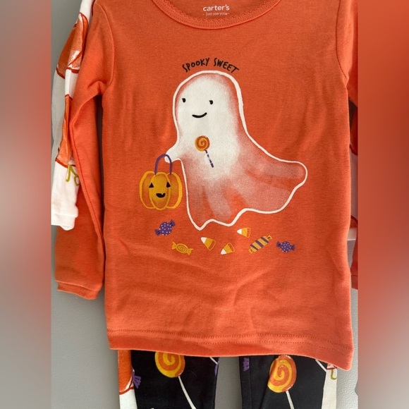 Carters Halloween Ghost Pumpkin Fall Pajama Matching Sets SZ 18M New 100% Cotton - Picture 2 of 8